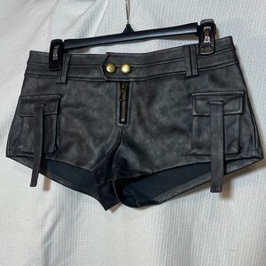 Edikted Black Cargo Shorts with Gold Accents